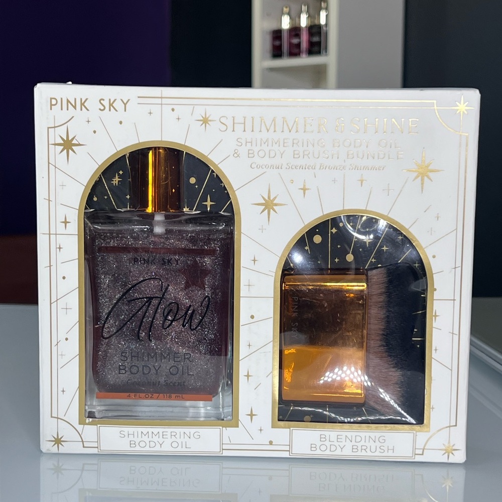 Pink Sky Glow Shimmering Body Oil & Brush Set